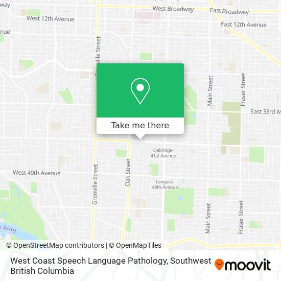 West Coast Speech Language Pathology map