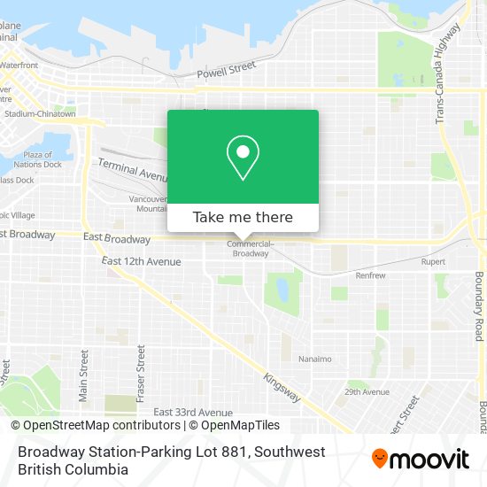 Broadway Station-Parking Lot 881 map