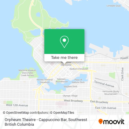 Orpheum Theatre - Cappuccino Bar map