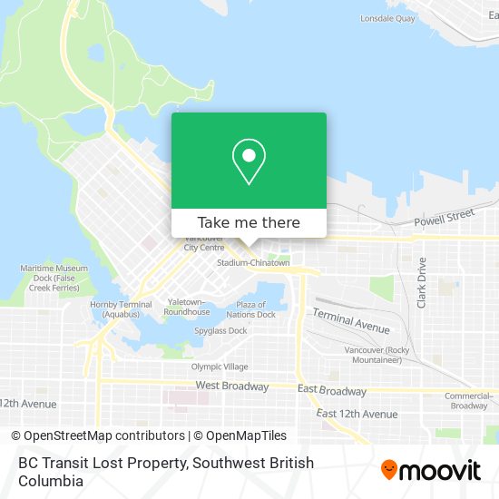 BC Transit Lost Property map