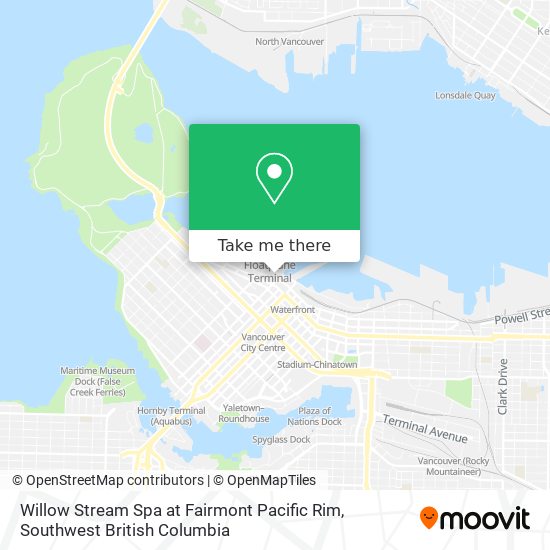 Willow Stream Spa at Fairmont Pacific Rim map
