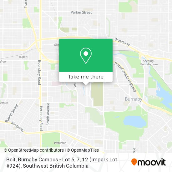 Bcit, Burnaby Campus - Lot 5, 7, 12 (Impark Lot #924) map