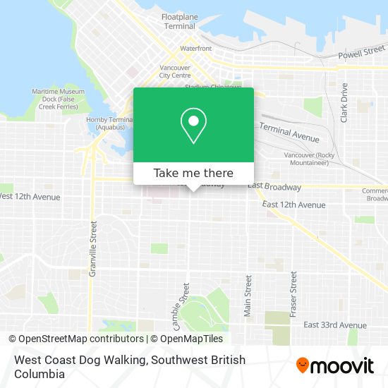 West Coast Dog Walking map