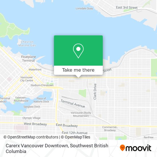 Carerx Vancouver Downtown map
