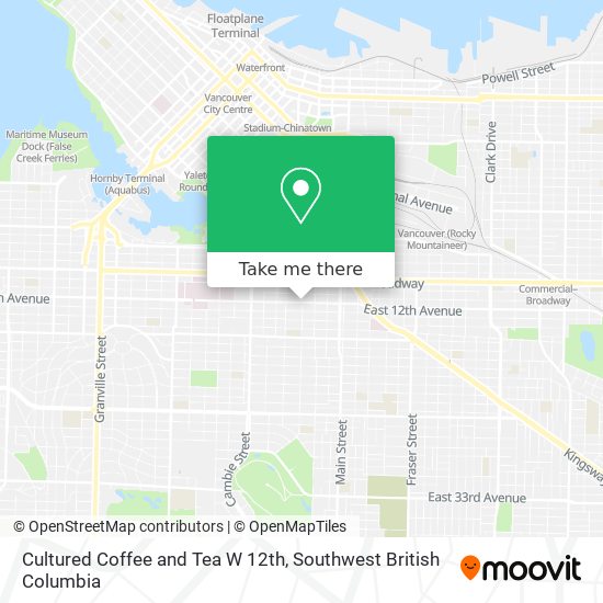 Cultured Coffee and Tea W 12th map