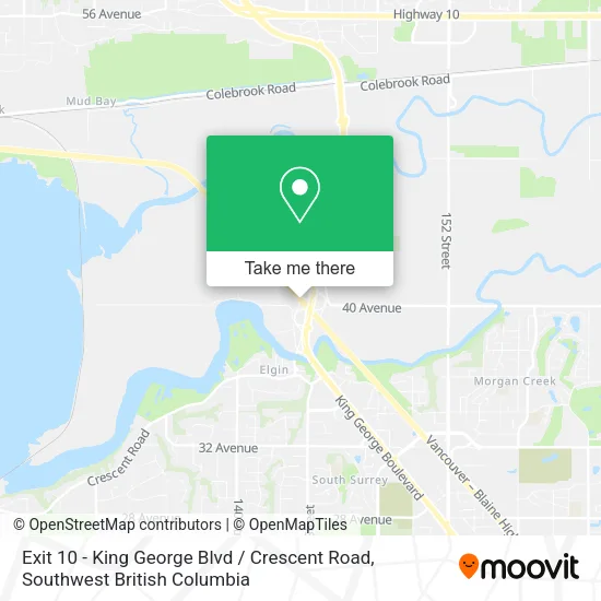 Exit 10 - King George Blvd / Crescent Road map