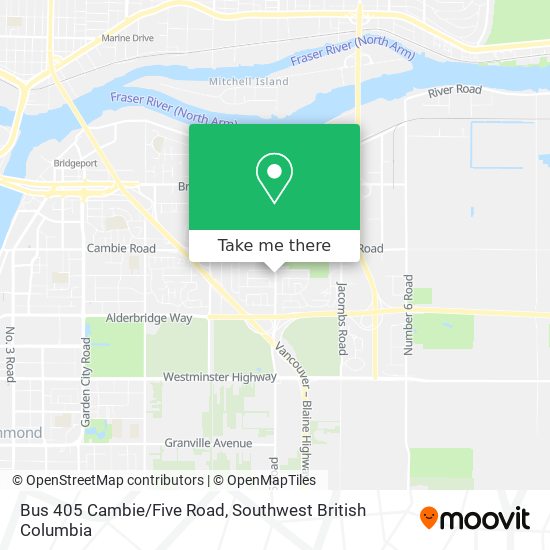 Bus 405 Cambie/Five Road map