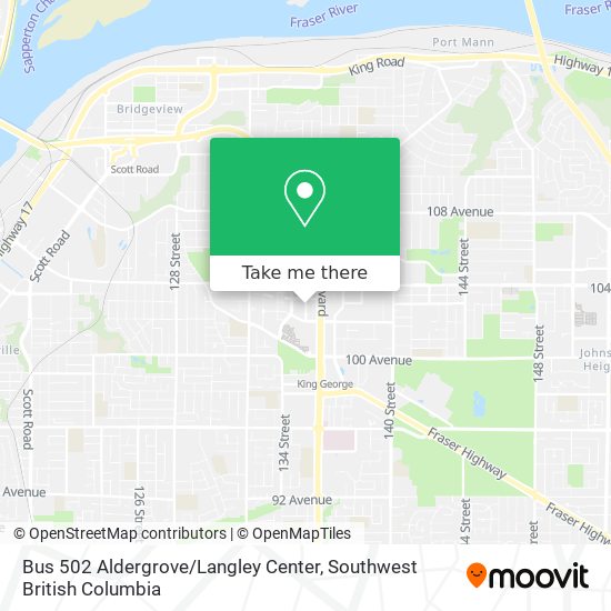 Bus 502 Aldergrove / Langley Center map