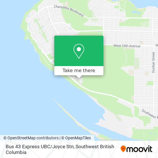 Bus 43 Express UBC/Joyce Stn plan