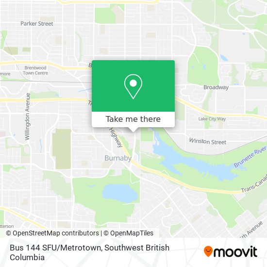 Bus 144 SFU/Metrotown map