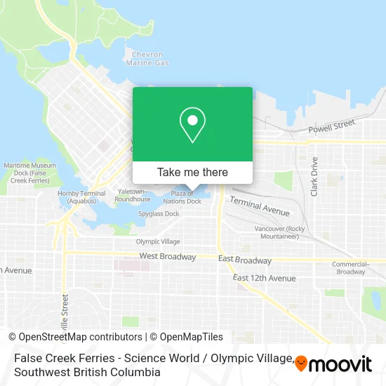 False Creek Ferries - Science World / Olympic Village map