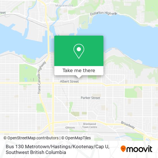 Bus 130 Metrotown / Hastings / Kootenay / Cap U map