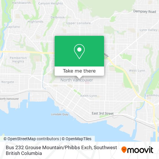 Bus 232 Grouse Mountain / Phibbs Exch map