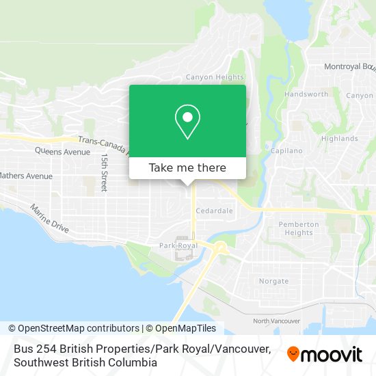 Bus 254 British Properties / Park Royal / Vancouver map
