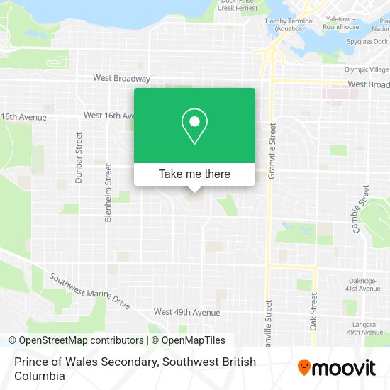 Prince of Wales Secondary map
