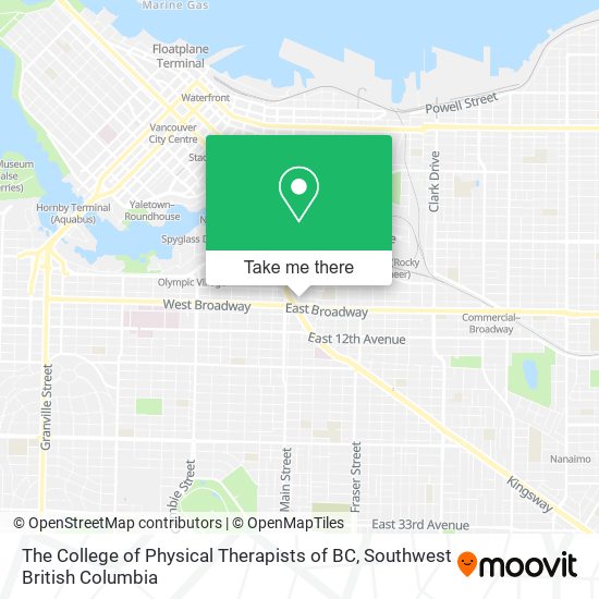 The College of Physical Therapists of BC map