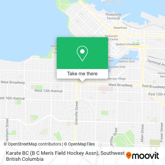 Karate BC (B C Men's Field Hockey Assn) map