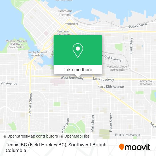 Tennis BC (Field Hockey BC) map