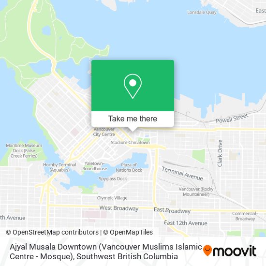 Ajyal Musala Downtown (Vancouver Muslims Islamic Centre - Mosque) map