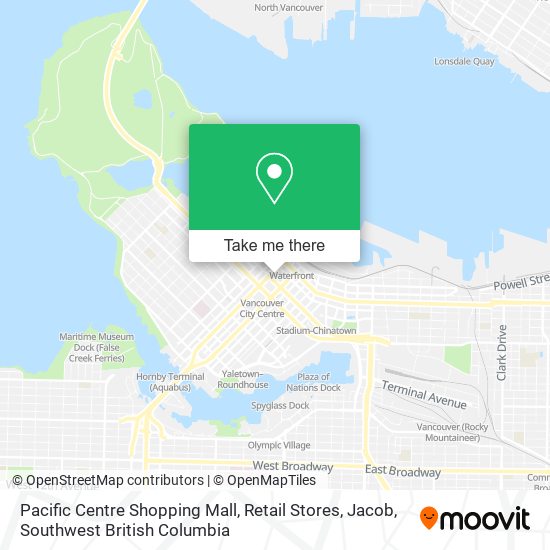 Pacific Centre Shopping Mall, Retail Stores, Jacob map