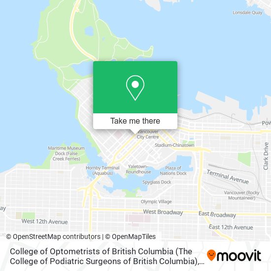 College of Optometrists of British Columbia (The College of Podiatric Surgeons of British Columbia) map