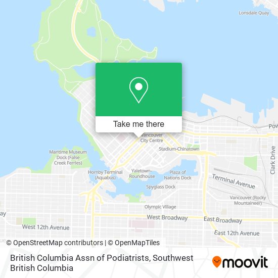 British Columbia Assn of Podiatrists map