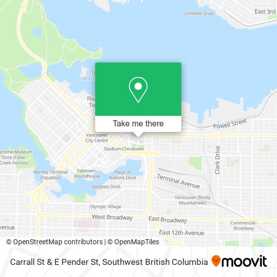 Carrall St & E Pender St map