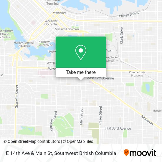 E 14th Ave & Main St map