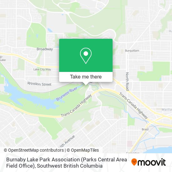 Burnaby Lake Park Association (Parks Central Area Field Office) map