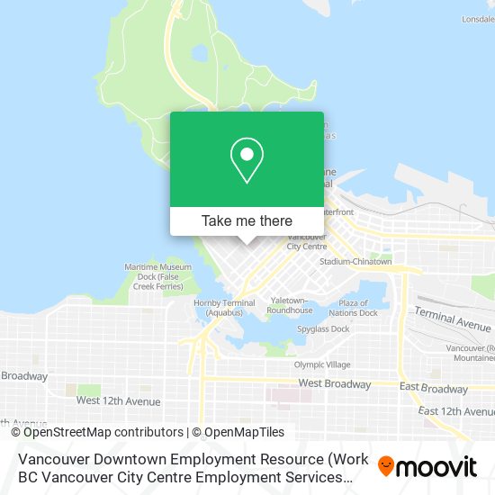 Vancouver Downtown Employment Resource (Work BC Vancouver City Centre Employment Services Centre) map