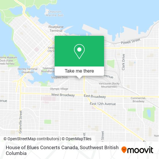 House of Blues Concerts Canada map