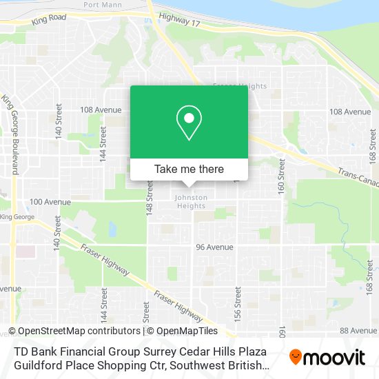 TD Bank Financial Group Surrey Cedar Hills Plaza Guildford Place Shopping Ctr map