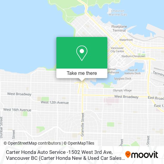 Carter Honda Auto Service -1502 West 3rd Ave, Vancouver BC (Carter Honda New & Used Car Sales) map