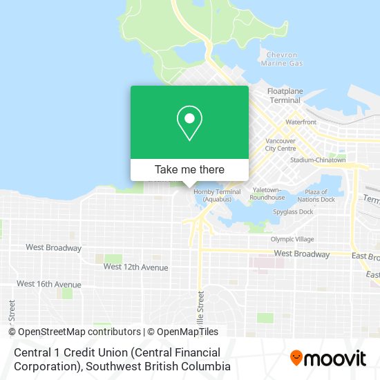 Central 1 Credit Union (Central Financial Corporation) map