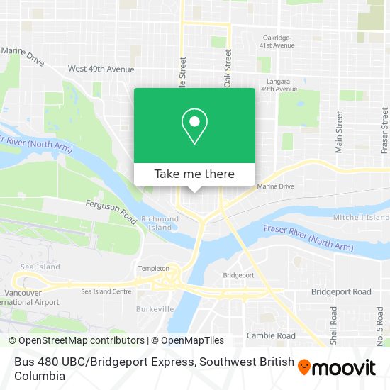 Bus 480 UBC/Bridgeport Express map