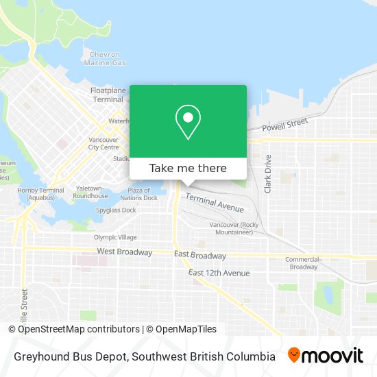 Greyhound Bus Depot map