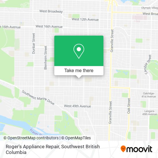 Roger's Appliance Repair map