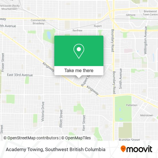 Academy Towing map