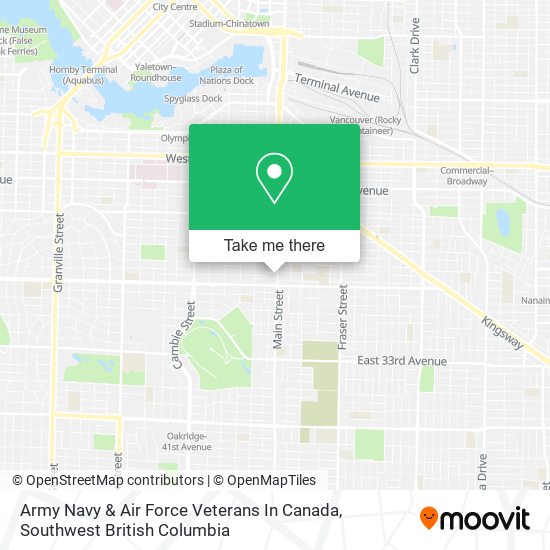Army Navy & Air Force Veterans In Canada map