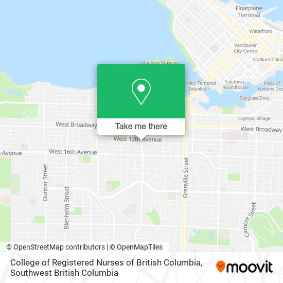 College of Registered Nurses of British Columbia map