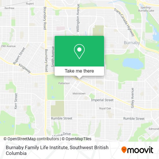 Burnaby Family Life Institute map