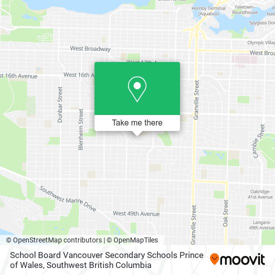 School Board Vancouver Secondary Schools Prince of Wales map