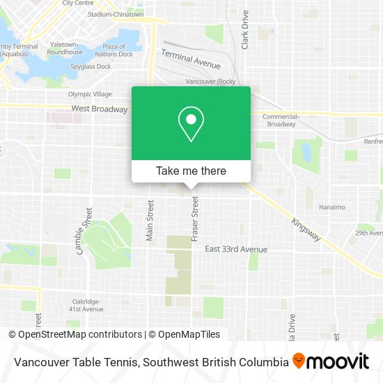 Vancouver Table Tennis map