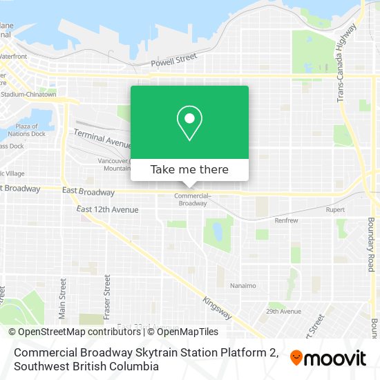 Commercial Broadway Skytrain Station Platform 2 map