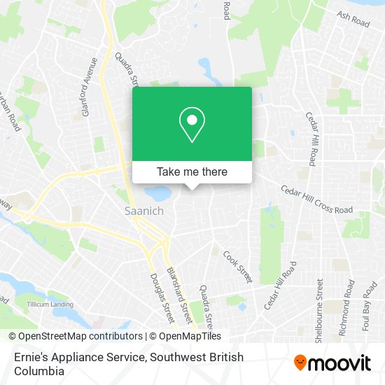 Ernie's Appliance Service map