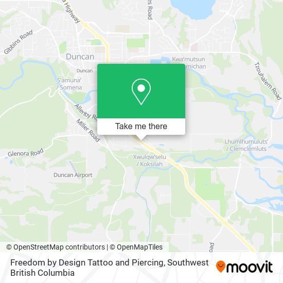 Freedom by Design Tattoo and Piercing map