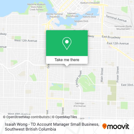 Isaiah Wong - TD Account Manager Small Business map