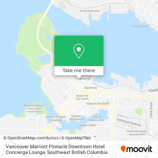 Vancouver Marriott Pinnacle Downtown Hotel Concierge Lounge map