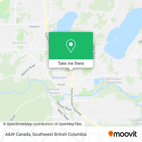 A&W Canada map