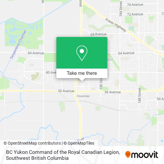 BC Yukon Command of the Royal Canadian Legion map